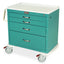 M-Series Small Medical Cart, Standard Width, X-Short Height, Four Drawers, Key Lock, MDS3021K14