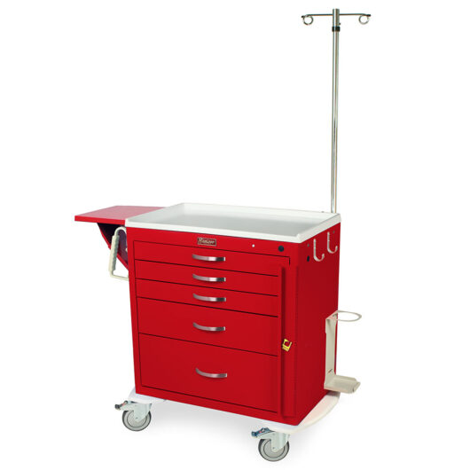 M-Series Short Crash Cart with MD30-EMG1 Package, Standard Width, Five Drawers, Breakaway Lock, MDS3024B05+MD30-EMG1 Main image