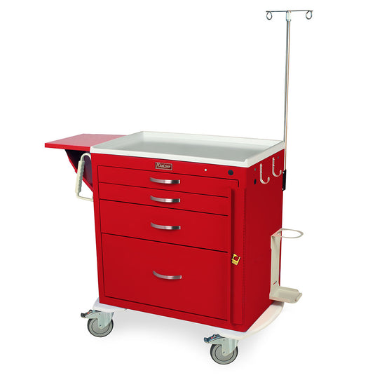 M-Series Short Emergency Crash Cart with MD30-EMG1 Package, Standard Width, Four Drawers, Breakaway Lock, MDS3024B14+MD30-EMG1