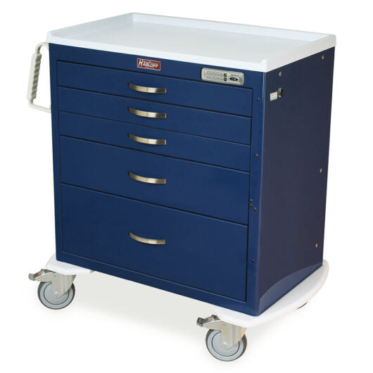M-Series Short Medical Cart on Wheels, Standard Width, Five Drawers, E-Lock, MDS3024E05 Main image