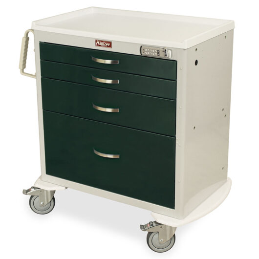 M-Series Anesthesia Procedure Cart, Short Height, Standard Width, Four Drawers, E-Lock, MDS3024E14