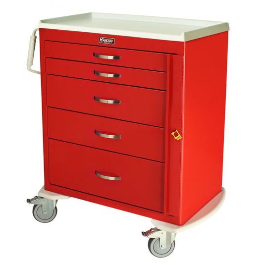 M-Series Standard Width Emergency Crash Cart, Medium Height, Five Drawers, Breakaway Lock, MDS3027B05