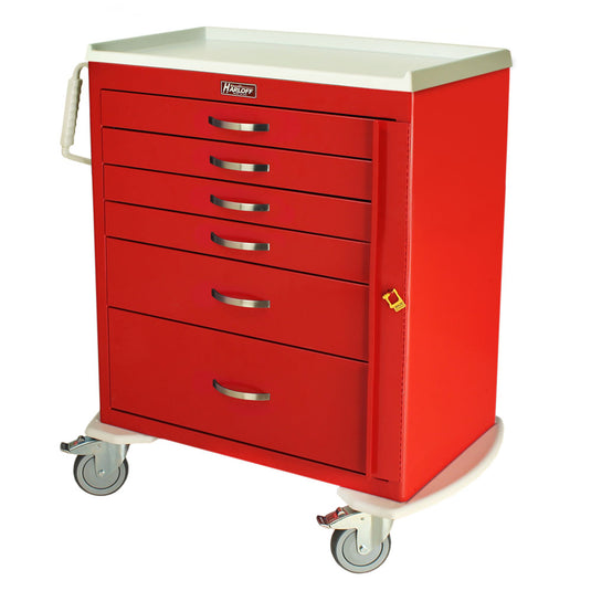 M-Series Standard Width Emergency Crash Cart, Medium Height, Six Drawers, Breakaway Lock, MDS3027B06