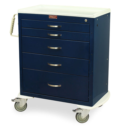 M-Series Medium Anesthesia Cart, Standard Width, Five Drawers, Standard Key Lock, MDS3027K05