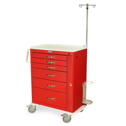M-Series Tall Emergency Crash Cart with MD30-EMG Package, Standard Width, Six Drawers, Breakaway Lock, MDS3030B06+MD30-EMG Main image