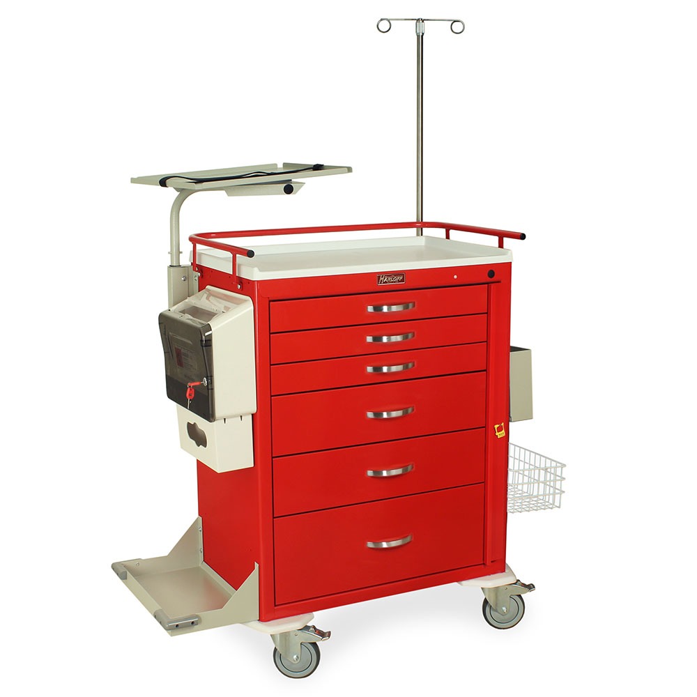 M-Series Tall Emergency Crash Cart with MD30-EMG Package, Standard Width, Six Drawers, Breakaway Lock