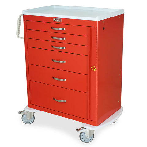 Harloff 6 Drawer Emergency Cart (Tall Cabinet), Standard Package, with 3-3", 2-6", 1-9" Drawers, Breakaway Lock, 100