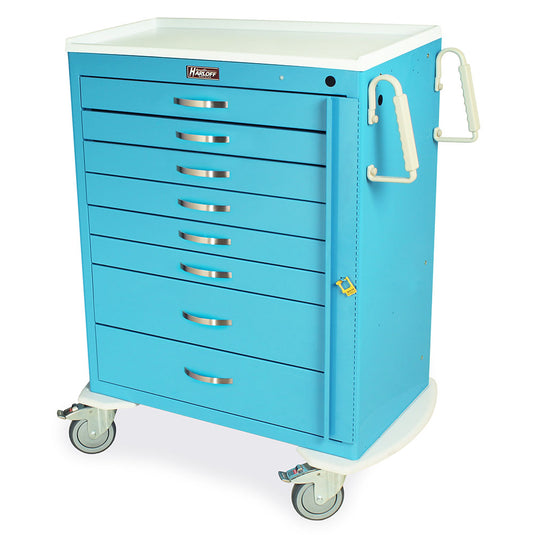 M-Series Tall Emergency Cart, Standard Width, Eight Drawers, Breakaway Lock, MDS3030B08