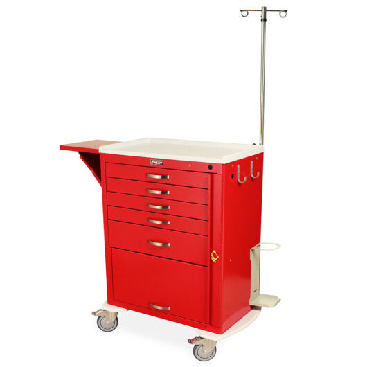M-Series Tall Crash Cart with Accessory Package, Flip-Up Door, Standard Width, Five Drawers, Breakaway Lock, MDS3030B05-12FD+MD30-EMG1 Main image