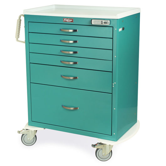 M-Series Tall Procedure Cart, Standard Width, Six Drawers, E-Lock, MDS3030E16