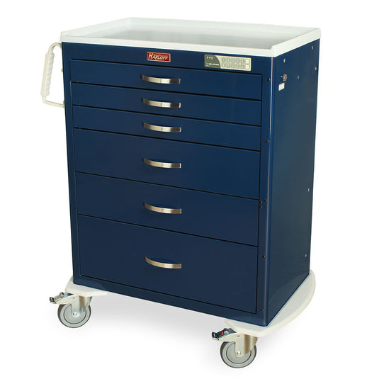 M-Series Tall Medical Treatment Cart, Standard Width, Six Drawers, Electronic Keypad Lock, MDS3030EKC06