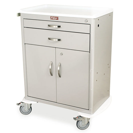 M-Series Tall Multi-Purpose Cart, Standard Width, Two Drawers, Storage Compartment with Doors, Key Lock, MDS3030K02-21DR