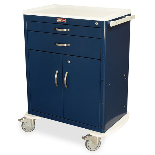 M-Series Tall Multi-Purpose Cart, Standard Width, Two Drawers, Storage Compartment with Doors, Key Lock, MDS3030K02-21DR