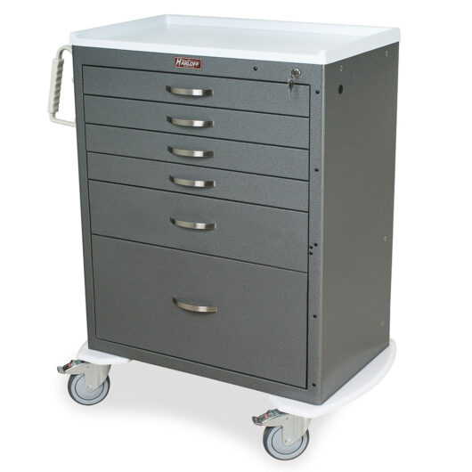 M-Series Tall Medical Cart with Six Drawers, Standard Width, Key Lock, MDS3030K16