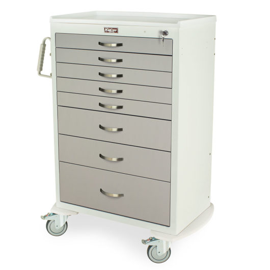 M-Series High Capacity Mobile Medical Cart, XX-Tall, Standard Width, Eight Drawers, Key Lock, MDS3036K08 Main image