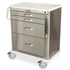 Harloff M-Series Cart -Stainless Steel, Standard Width Medium Height Cabinet with 30" of Vertical Drawer Space, Key