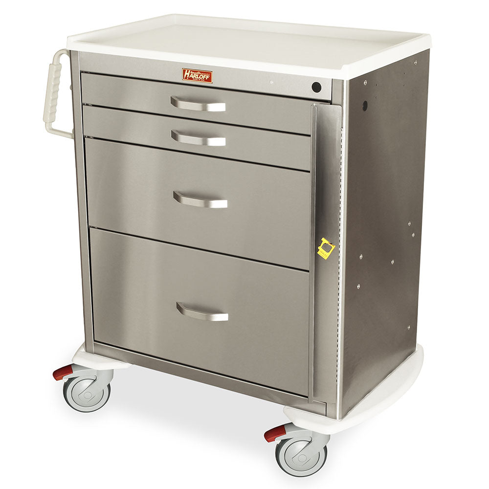 M-Series Cart - Stainless Steel, Standard Width Medium Height Cabinet with 27" of Vertical Drawer Space, Breakaway Locki Main image