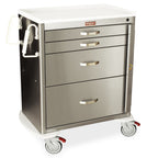 M-Series Cart -Stainless Steel, Standard Width Medium Height Cabinet with 30" of Vertical Drawer Space, Key Locking, 6