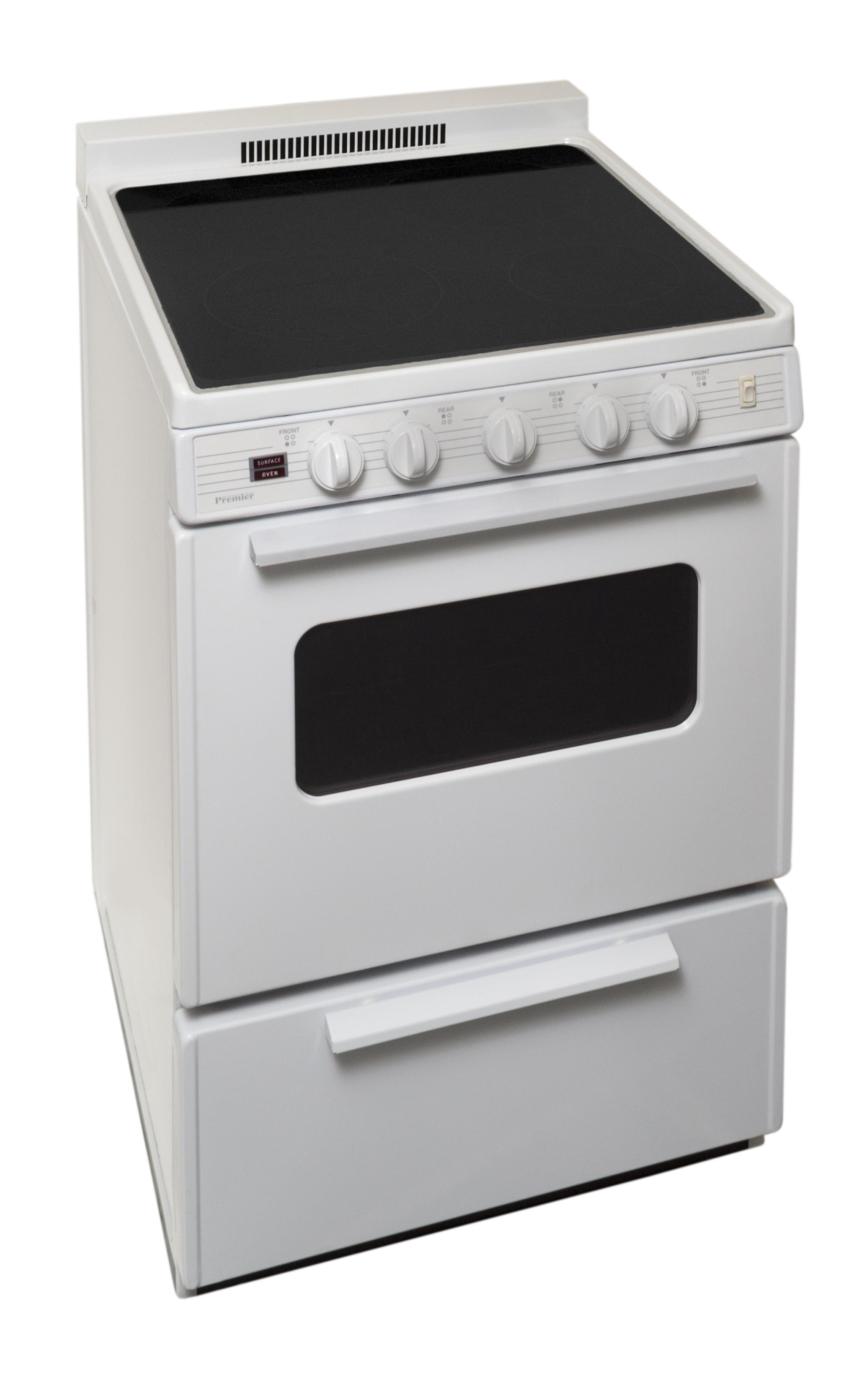 24" wide smooth-top electric range in white