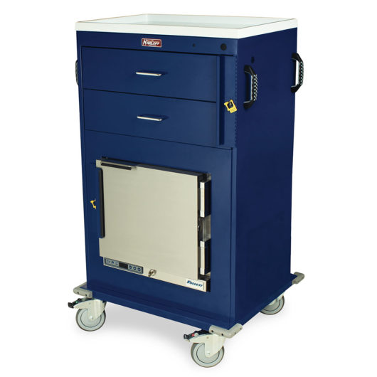 MH Treatment Cart with 1.0 Cubic Feet Medical Grade Refrigerator, Two Drawers, Breakaway Lock, MH4216B