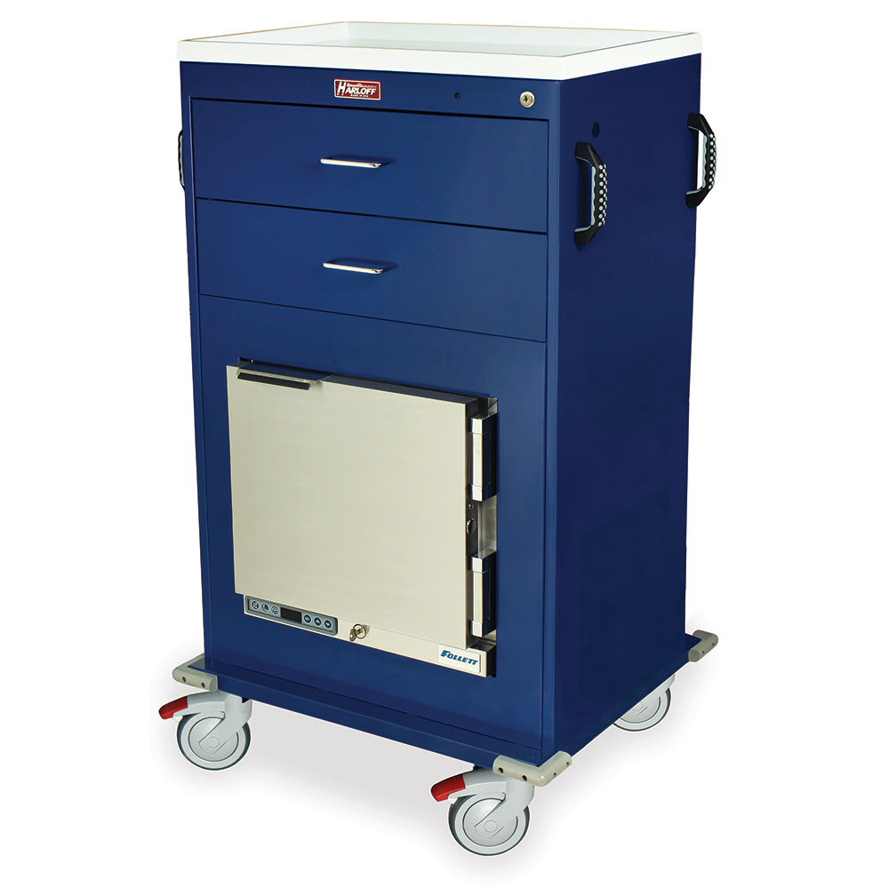 MH Cart with 1.0 Cubic Feet Medical Grade Refrigerator, Two Drawers, Key Lock, MH4216K Main image