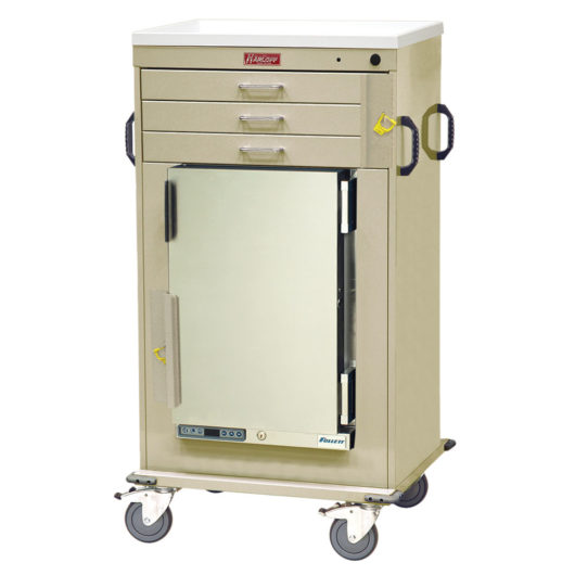 MH Cart with 1.8 Cubic Feet Medical Grade Refrigerator, Three Drawers, Breakaway Lock, MH4300B Main image