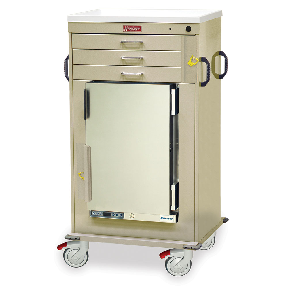 MH Cart with 1.8 Cubic Feet Medical Grade Refrigerator, Three Drawers, Breakaway Lock, MH4300B Main image