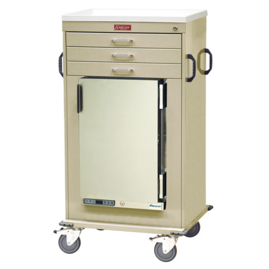 MH Cart with 1.8 Cubic Feet Medical Grade Refrigerator, Three Drawers, Key Lock, MH4300K