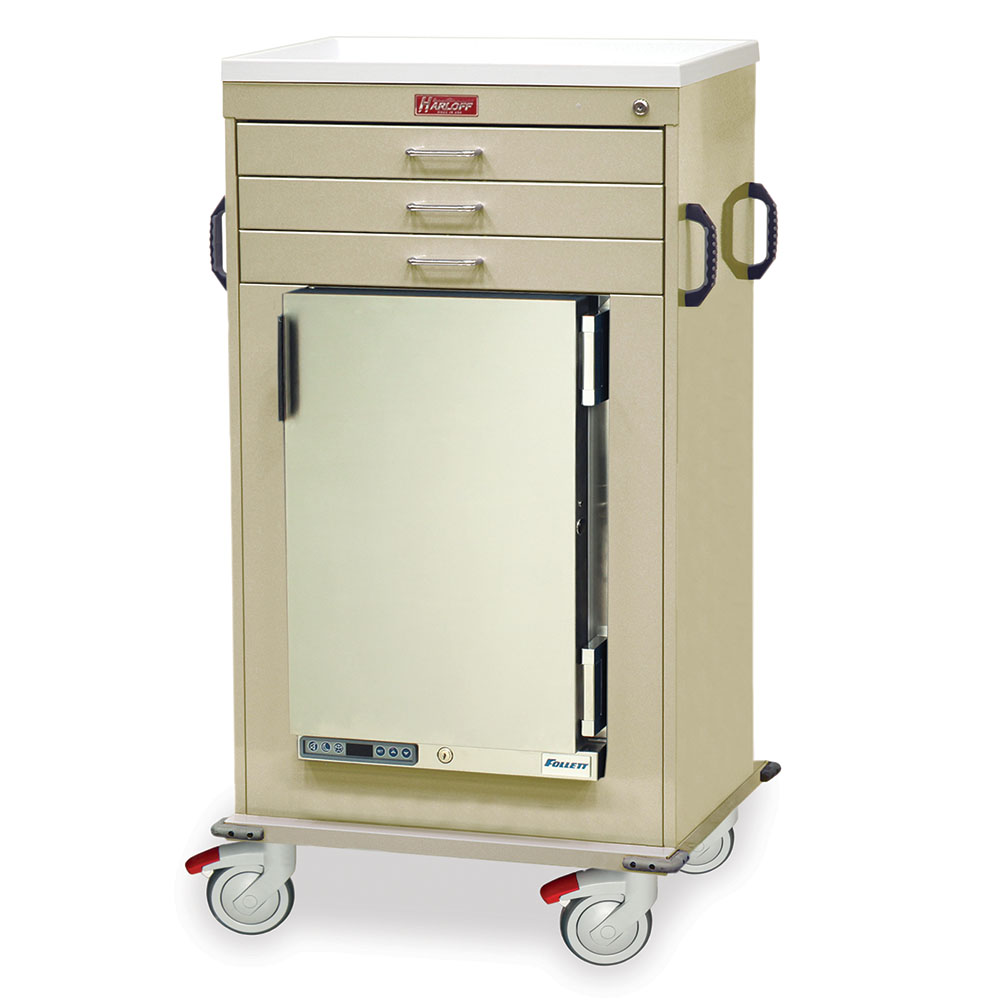 MH Cart with 1.8 Cubic Feet Medical Grade Refrigerator, Three Drawers, Key Lock, MH4300K Main image