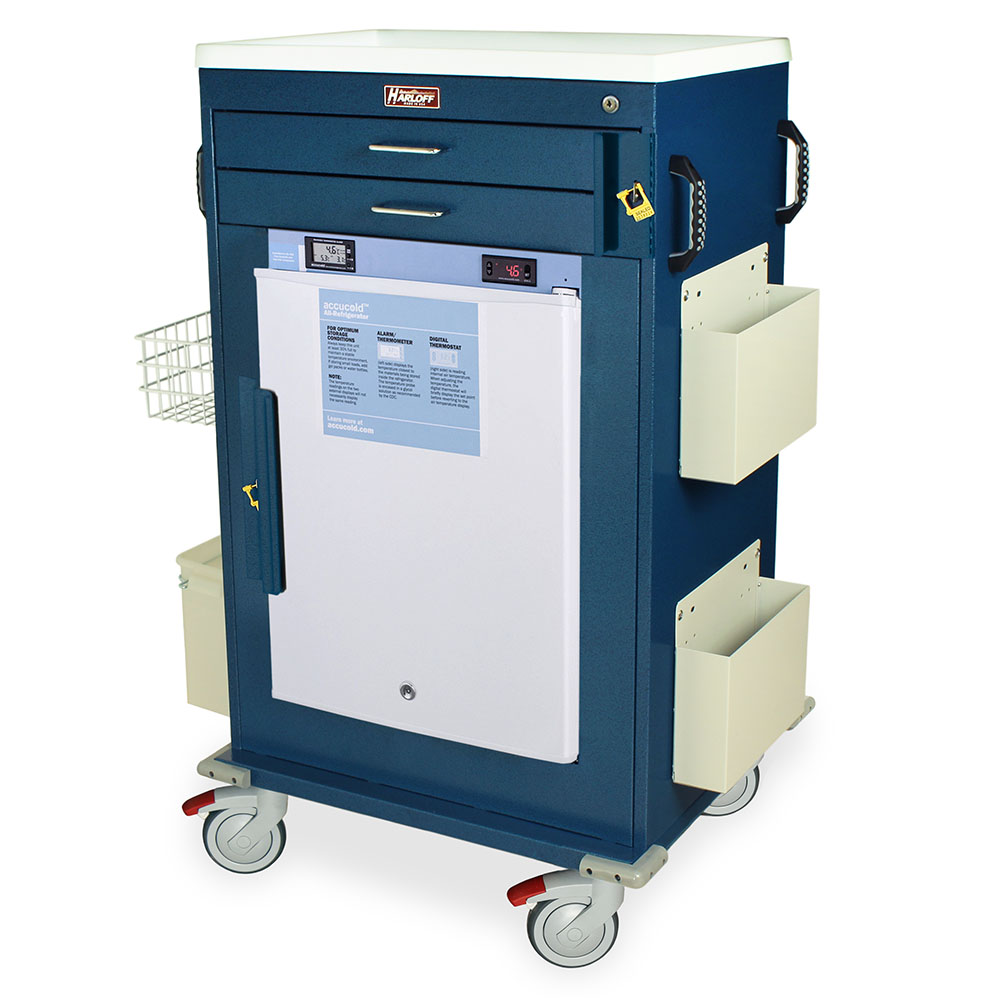 Premium Large Malignant Hyperthermia Cart with Lab Quality FOLLETT #REF2 1.8 cu ft Refrigerator, 2 3" Storage Drawers wi Secondary image