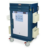 Premium Large Malignant Hyperthermia Cart with Lab Quality FOLLETT #REF2 1.8 cu ft Refrigerator, 2 3" Storage Drawers wi