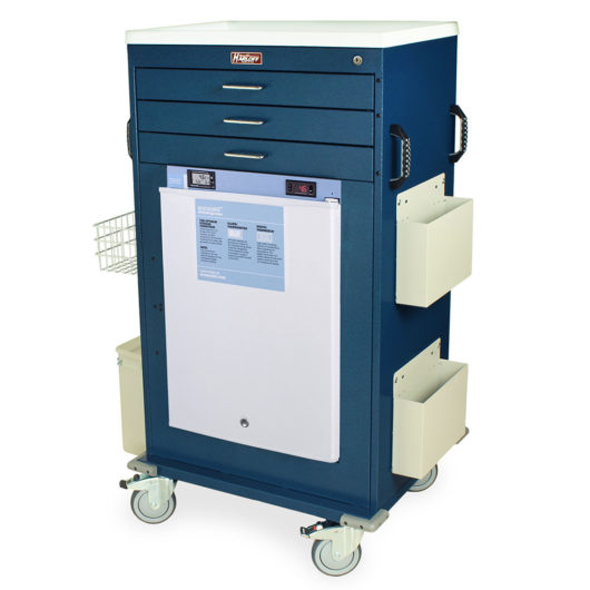 Malignant Hyperthermia Cart with 2.4 Cubic Feet Medical Grade Refrigerator, Three Drawers, Key Lock, MH5300K-AC
