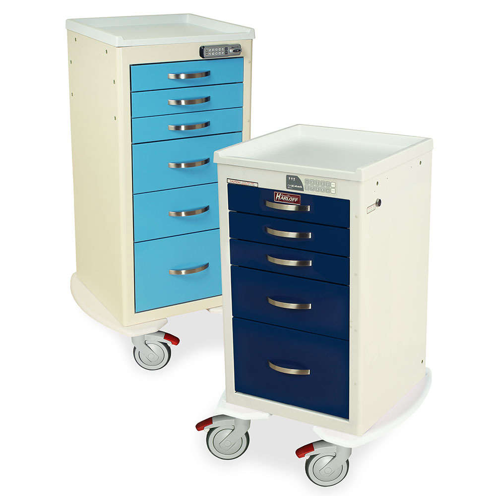 Harloff A-Series Aluminum Cart - Mini Width Tall Cabinet with 30" of Vertical Drawer Space, ELECTRONIC Lock with