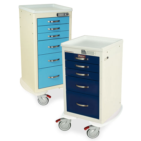 Harloff A-Series Aluminum Cart - Mini Width Tall Cabinet with 30" of Vertical Drawer Space, ELECTRONIC Lock with