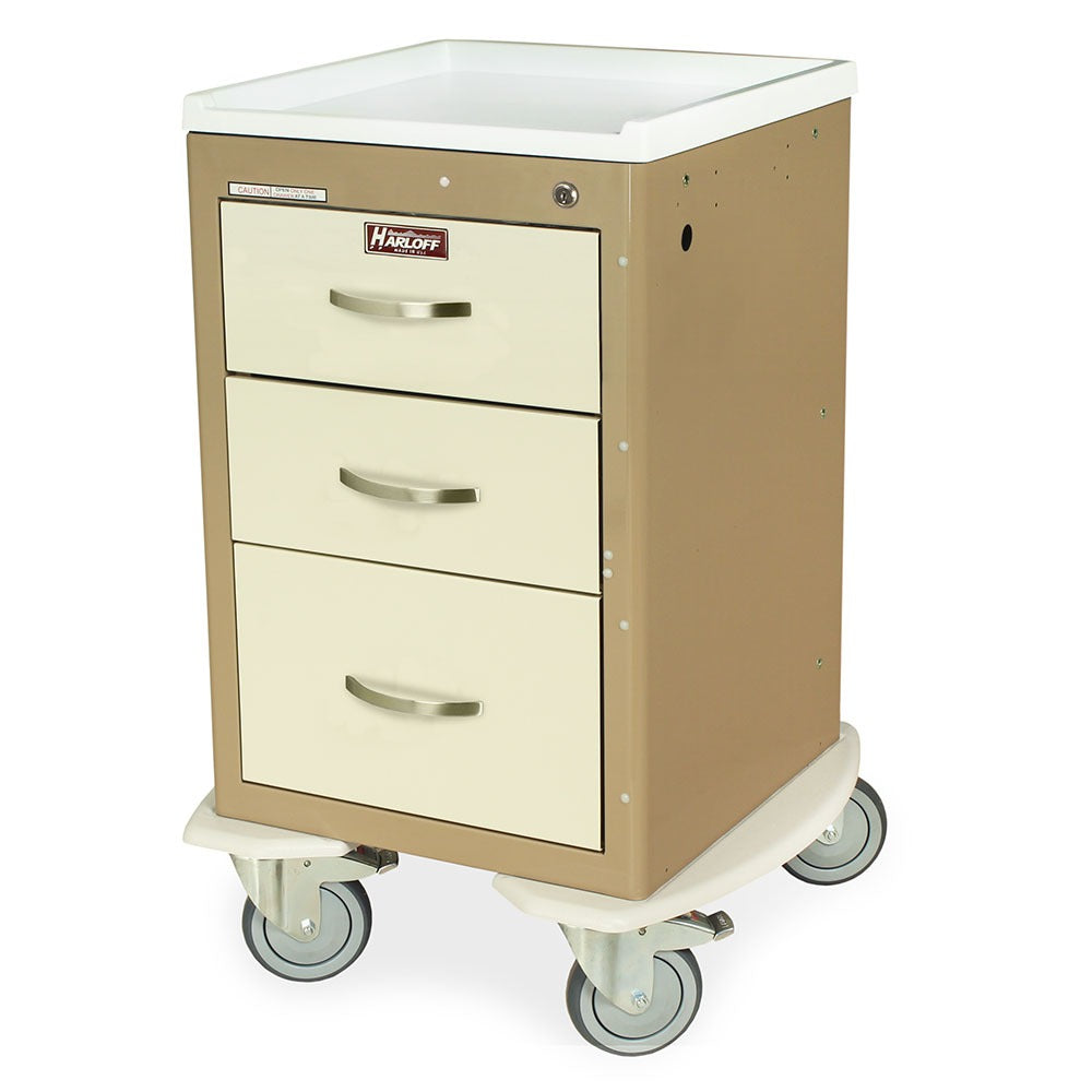 A-Series Narrow Aluminum Key Lock Mini Width Cart, X-Short Height, Three Drawers Main image