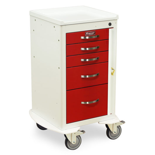 A-Series Narrow Five Drawer Aluminum Crash Cart, Short Height, Mini Width, Five Drawers, Breakaway Lock, MPA1824B05 Main image