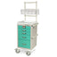 A-Series Lightweight Narrow Anesthesia Cart with MD18-ANS Accessories Package, Short Height, Five Drawers, E-Lock, MPA1824E05+MD18-ANS