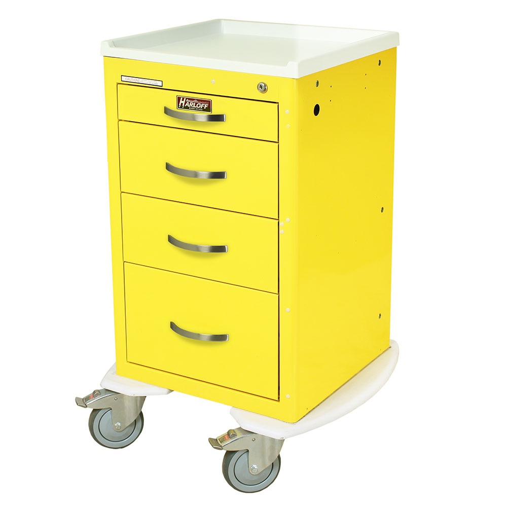 A-Series Narrow Aluminum Key Lock Isolation Cart, Short Height, Four Drawers Main image