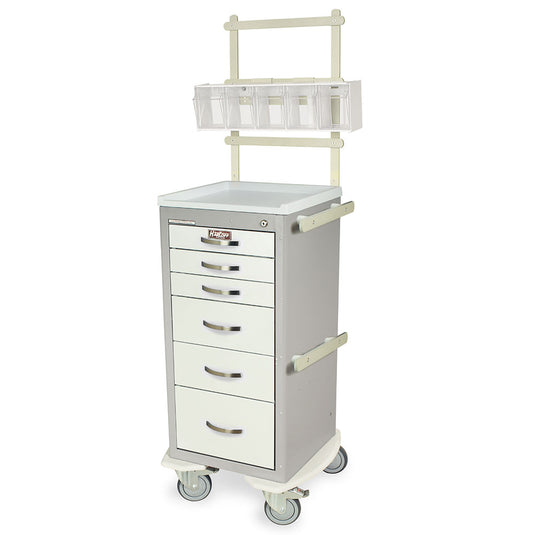 A-Series Light Narrow Anesthesia Cart with MD18-ANS Accessories Package, Tall Height, Six Drawers, Key Lock, MPA1830K06+MD18-ANS