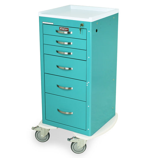 A-Series Narrow Lightweight Six Drawer Anesthesia Cart, Tall Height, Key Lock, MPA1830K06