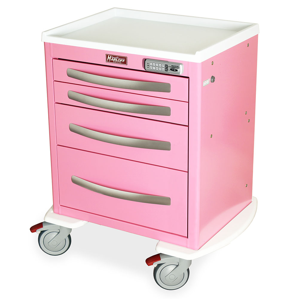 A-Series Lightweight Aluminum Anesthesia Cart with Electronic Pushbutton Lock, Medium Width, X-Short Height, Five Drawers, MPA2421E14 Main image