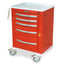 A-Series Lightweight Aluminum Crash Cart, Short Height, Medium Width, Five Drawers, Breakaway Lock, MPA2424B05