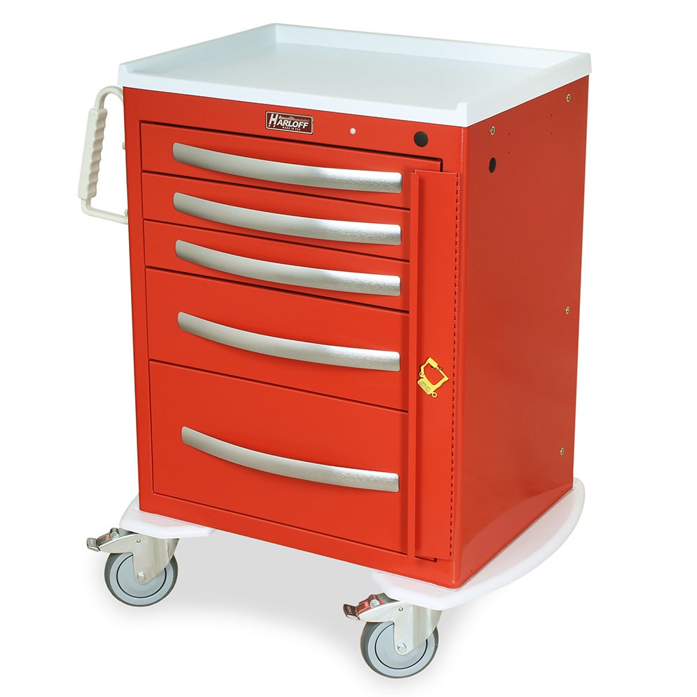 A-Series Lightweight Aluminum Crash Cart, Short Height, Medium Width, Five Drawers, Breakaway Lock Main image