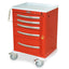 A-Series Lightweight Aluminum Crash Cart, Short Height, Medium Width, Five Drawers, Breakaway Lock
