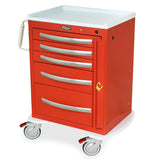 A-Series Aluminum Cart - Medium Width Short Cabinet with 24" of Vertical Drawer Space, Key Lock, 4 Drawers 1-3, 2-6, 1-