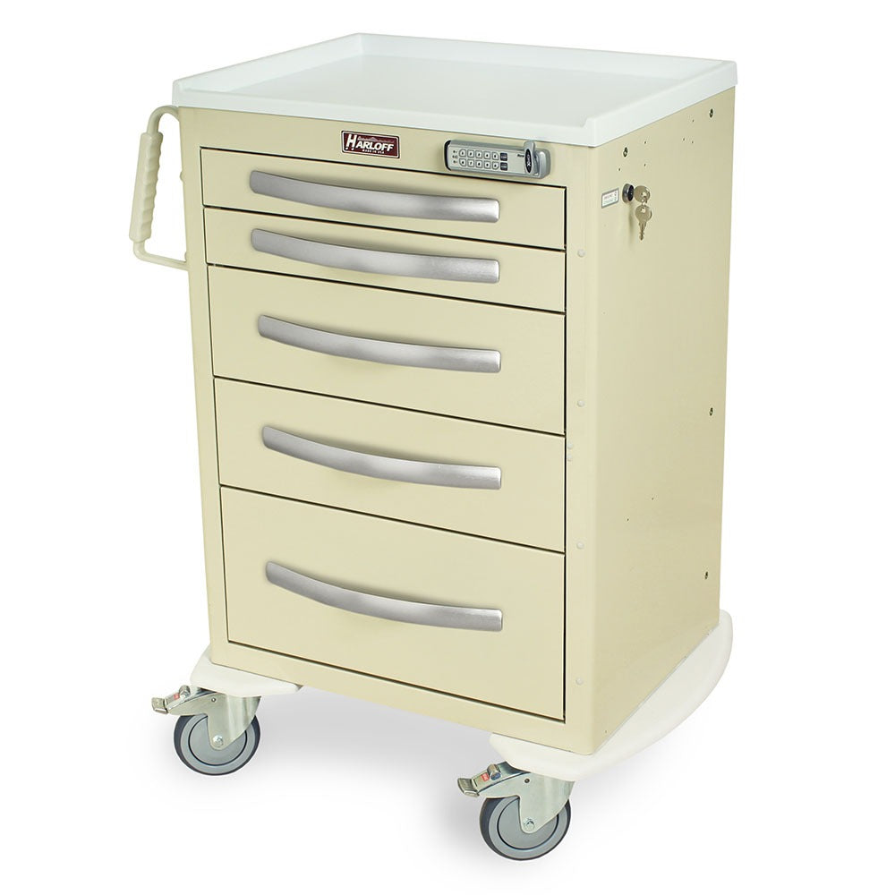 A-Series Lightweight Aluminum Treatment Cart, Medium Height, Medium Width, Five Drawers, E-Lock Main image