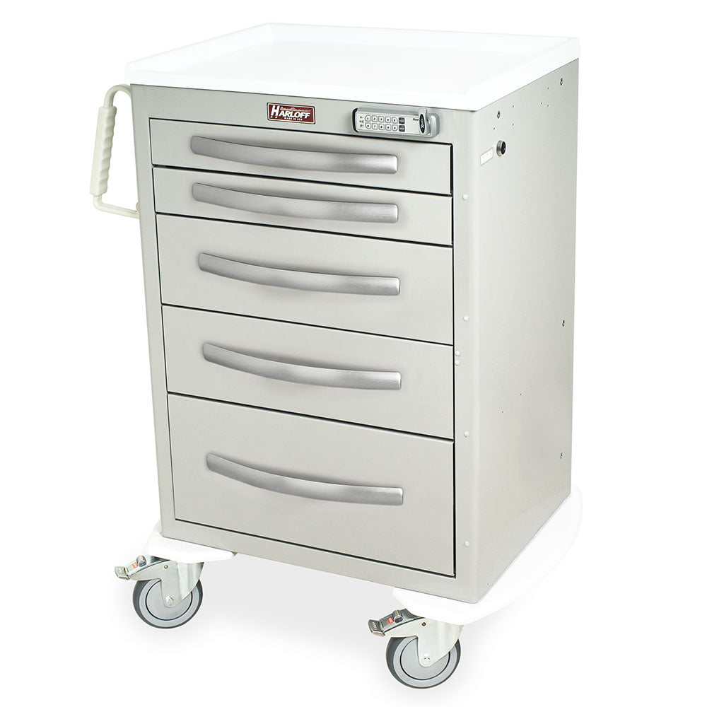 Harloff A-Series Aluminum Cart - Medium Width Medium Height Cabinet with 27" of Vertical Drawer Space, Key Locking, 6
