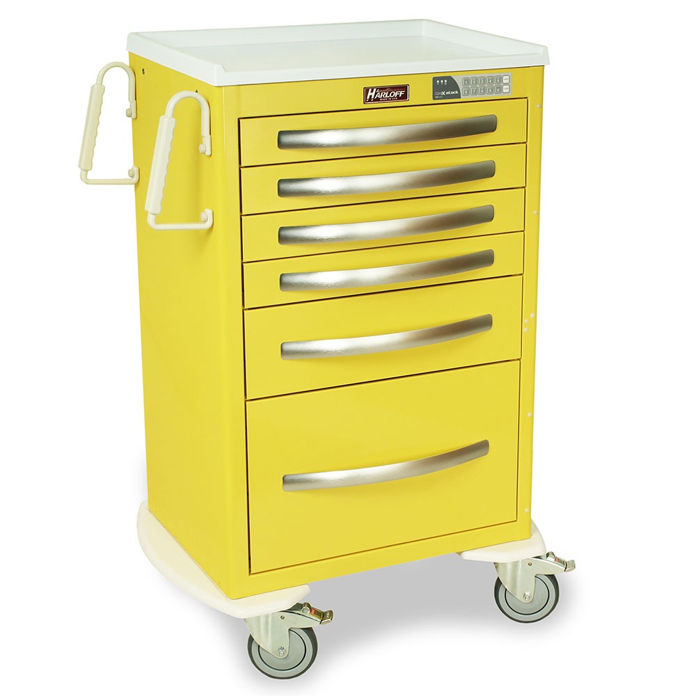 A-Series Lightweight Aluminum Isolation Cart, Tall Height, Medium Width, Six Drawers, Electronic Keypad Lock Secondary image