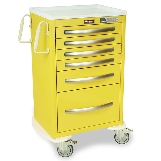 A-Series Lightweight Aluminum Isolation Cart, Tall Height, Medium Width, Six Drawers, Electronic Keypad Lock, MPA2430EKC16