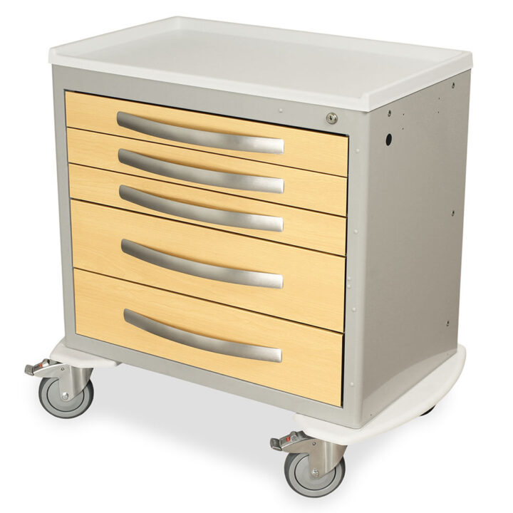 Harloff A-Series Wood Style Aluminum Cart - Standard Size XShort Cabinet With 21" of Vertical Drawer Space, Key